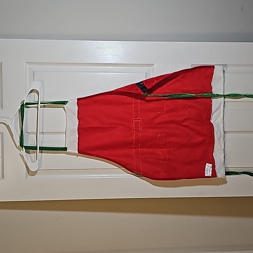 Santa Suit Chef Tie Behind Apron Red Velvety Fabric Holiday Christmas Baking - Picture 2 of 3